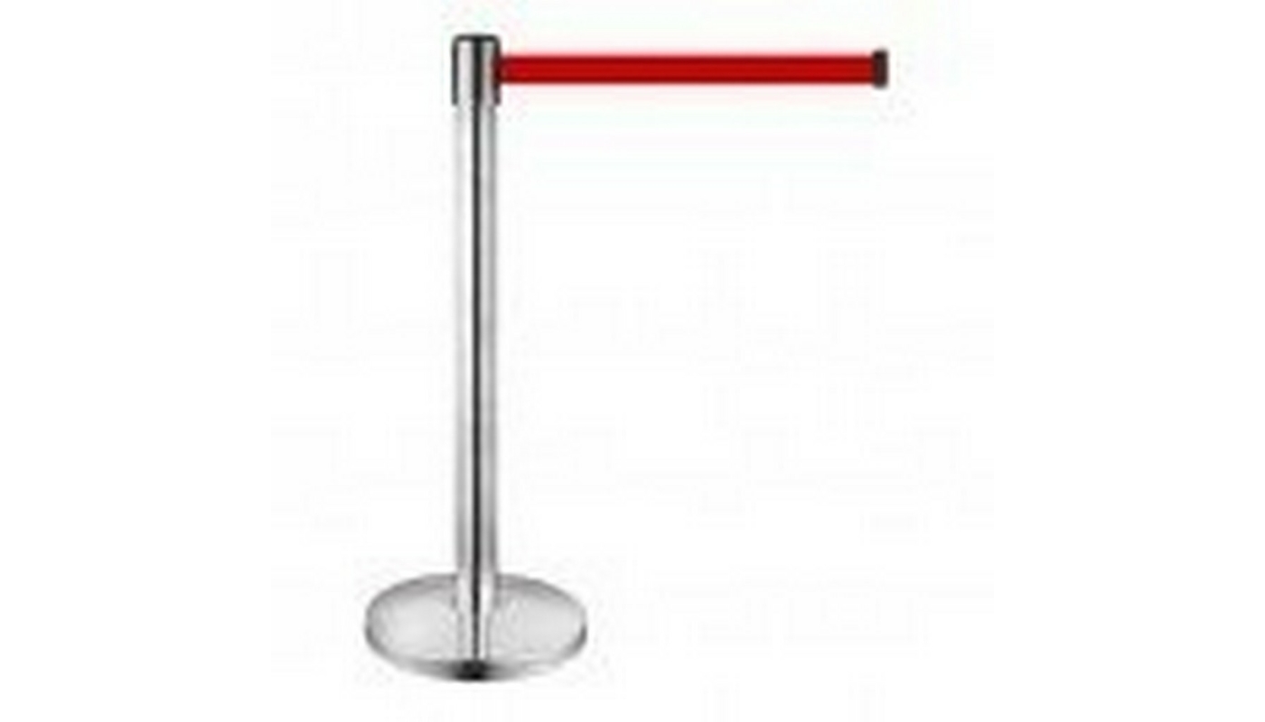 Κολωνάκι οριοθέτησης ασημί (inox) ύψους 91cm με κόκκ. ιμάντα 2m