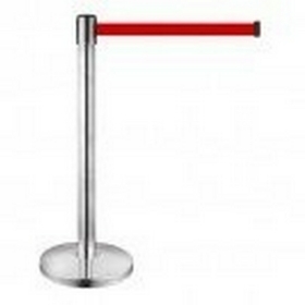 Κολωνάκι οριοθέτησης ασημί (inox) ύψους 91cm με κόκκ. ιμάντα 2m