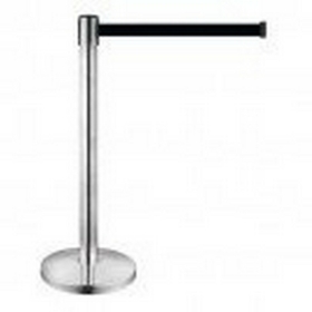 Κολωνάκι οριοθέτησης ασημί (inox) ύψους 91cm με μαύρο ιμάντα 2m